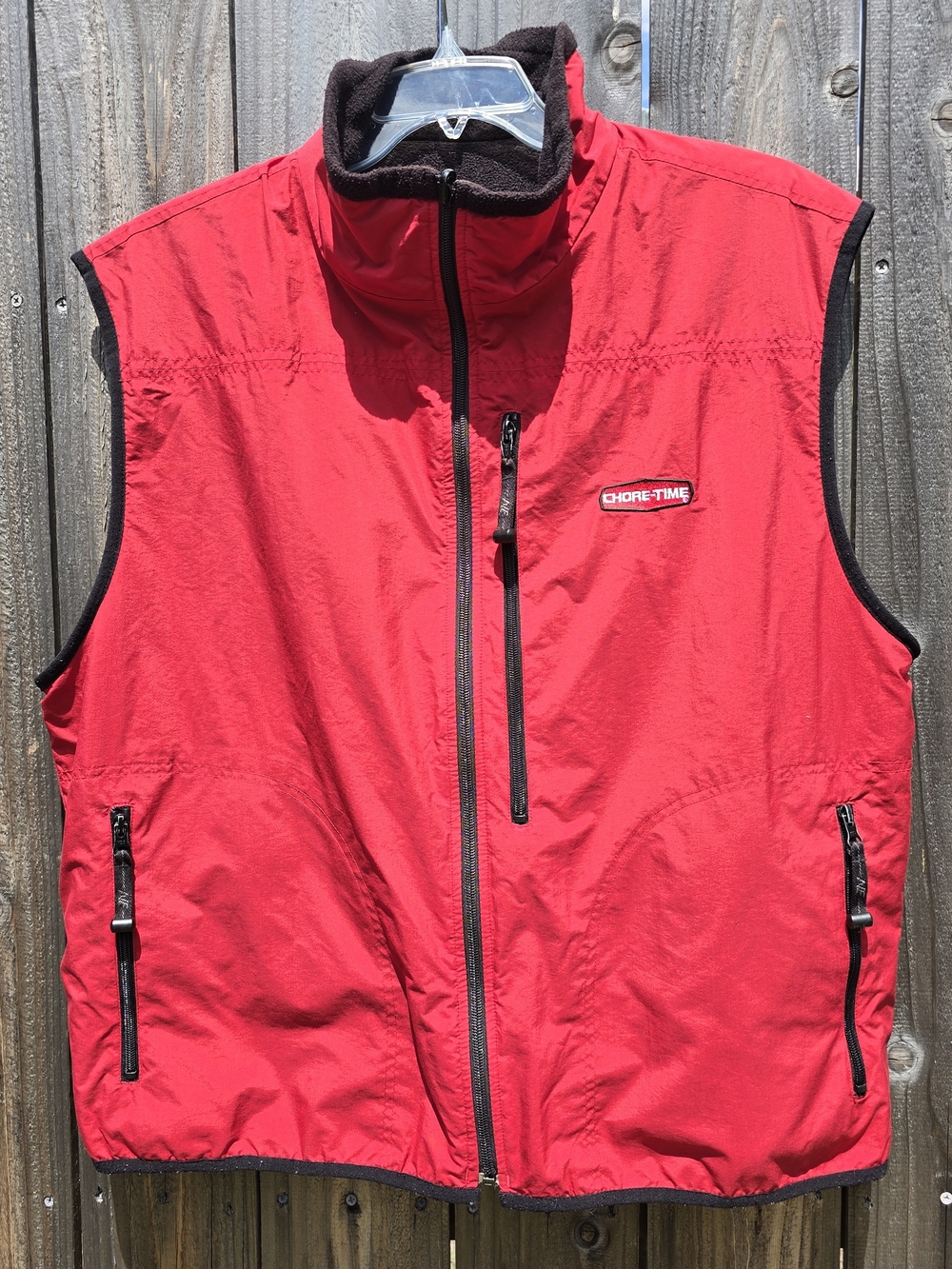 North End Chore-time Logo Reversible Vest Red Black Fleece Zip Up Mens Size XL